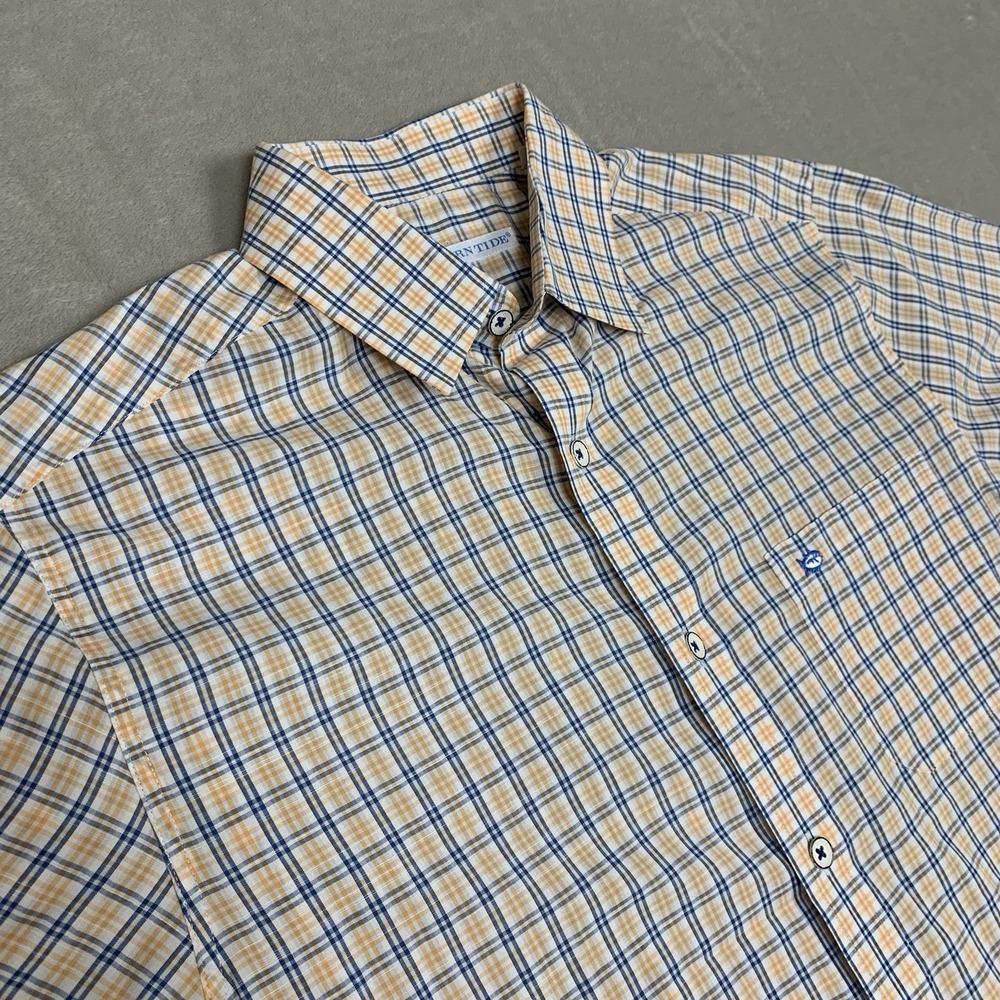 Southern Tide Shirt Mens Small Plaid Short Sleeve Button Up Pocket Metal Buttons